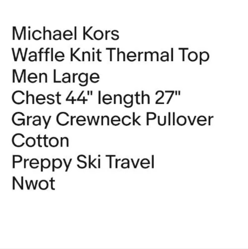 Michael Kors Waffle Knit Thermal Top Men Large Gray Crewneck Preppy Ski Travel - Picture 7 of 8